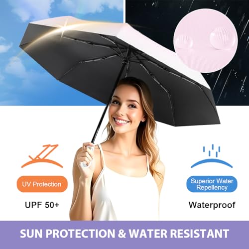 PALAY® Compact Umbrella for Sun Rain Protection Auto Open Close Travel Folding with Flower Charm Strap Black Tape UV 8 Dual Ribs Anti-Slip Rubber Handle Outdoor Commute 2 PCS PALAY® Compact Umbrella for Sun Rain Protection Auto Open Close Travel Folding with Flower Charm Strap Black Tape UV 8 Dual Ribs Anti-Slip Rubber Handle Outdoor Commute 2 PCS